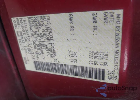 2016 Nissan Altima 2.5 S from USA, damaged, VIN 1N4AL3AP3GN371021